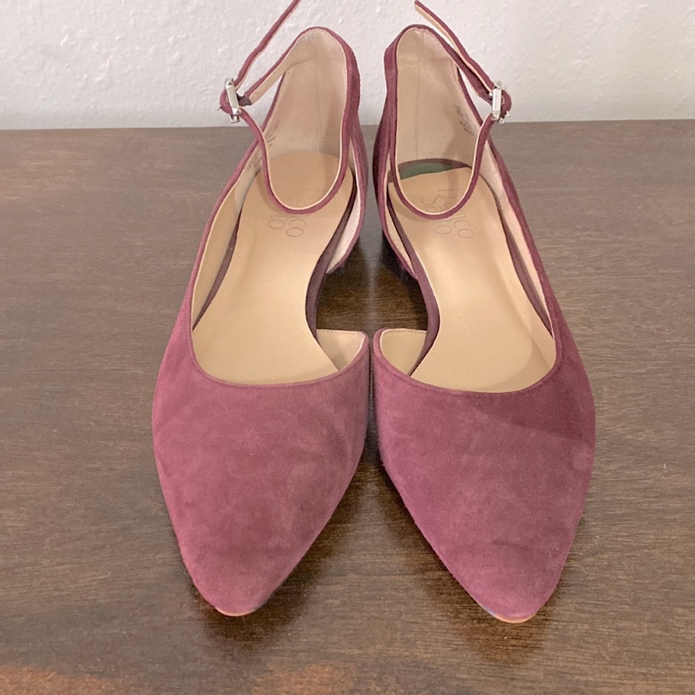 Franco Sarto Slides with Low Profile Heal and Ankle Straps.